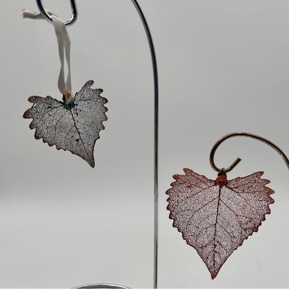 Real Leaf Dipped in Copper Ornament 3.5" Set of 2